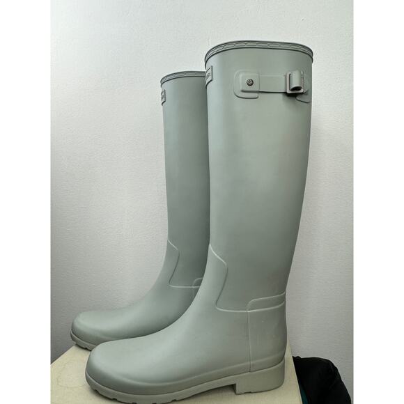 HUNTER Original Tall Refined Matte Gray Blue Rain Boot WFT1071RMA Womens 8 NEW - Picture 2 of 5